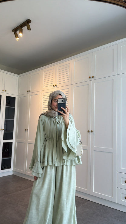 Choco Layered Linen Set - mint green