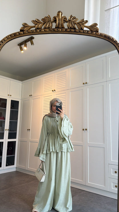 Choco Layered Linen Set - mint green