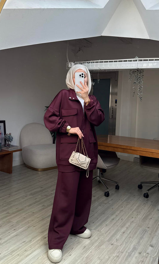 Mia Design Scuba oversized Set burgundy