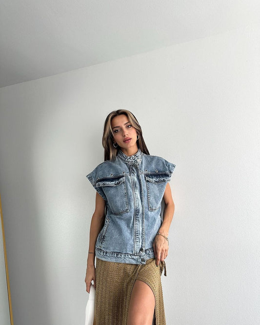 Oversize jeans vest