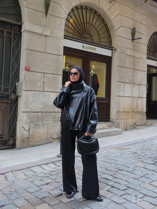 Zr model faux leather Jacket