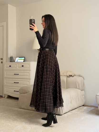 Checked chiffon lined Skirt