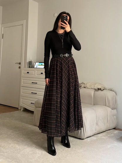 Checked chiffon lined Skirt