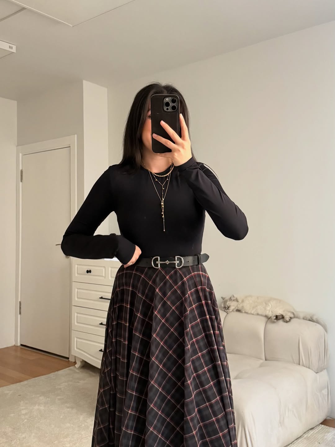 Checked chiffon lined Skirt