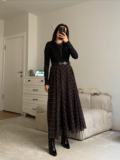 Checked chiffon lined Skirt
