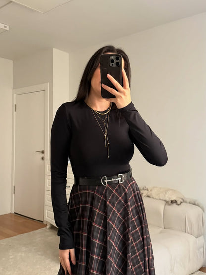 Checked chiffon lined Skirt