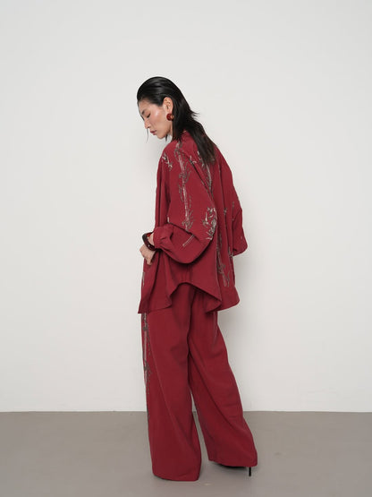 Cherry premium Rhinestone Embellished Two-Piece Set