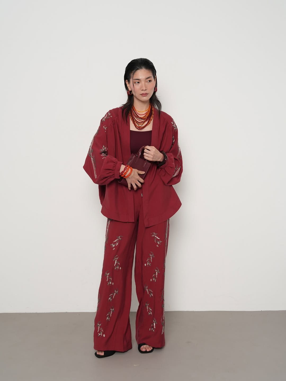 Cherry premium Rhinestone Embellished Two-Piece Set