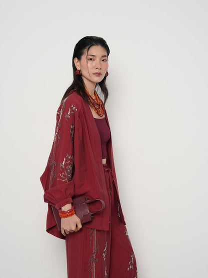 Cherry premium Rhinestone Embellished Two-Piece Set