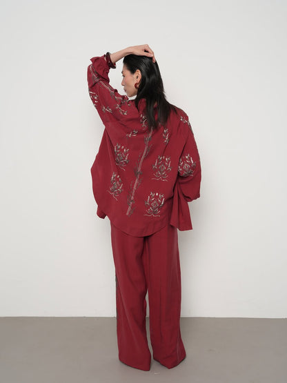 Cherry premium Rhinestone Embellished Two-Piece Set