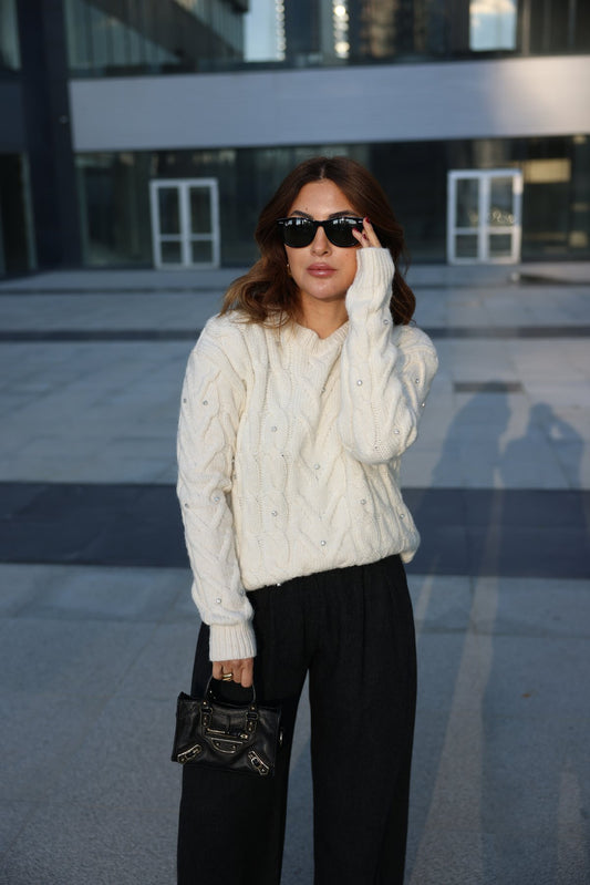 Studded wool blouse