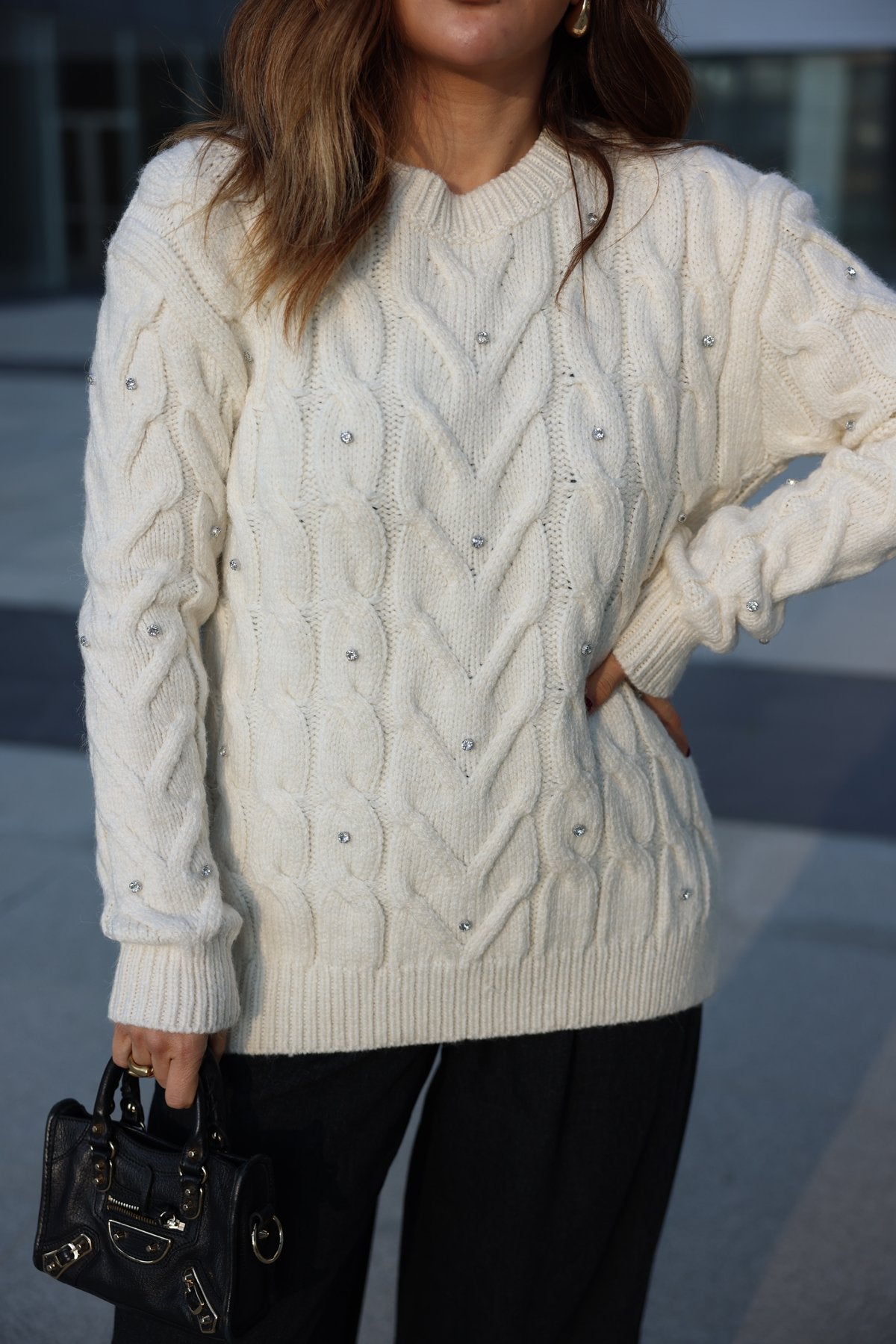 Studded wool blouse