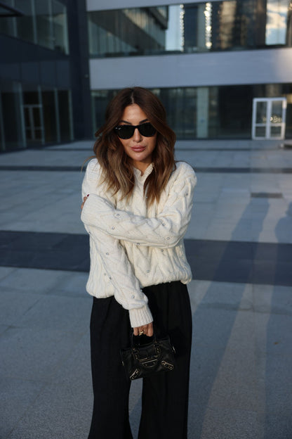 Studded wool blouse