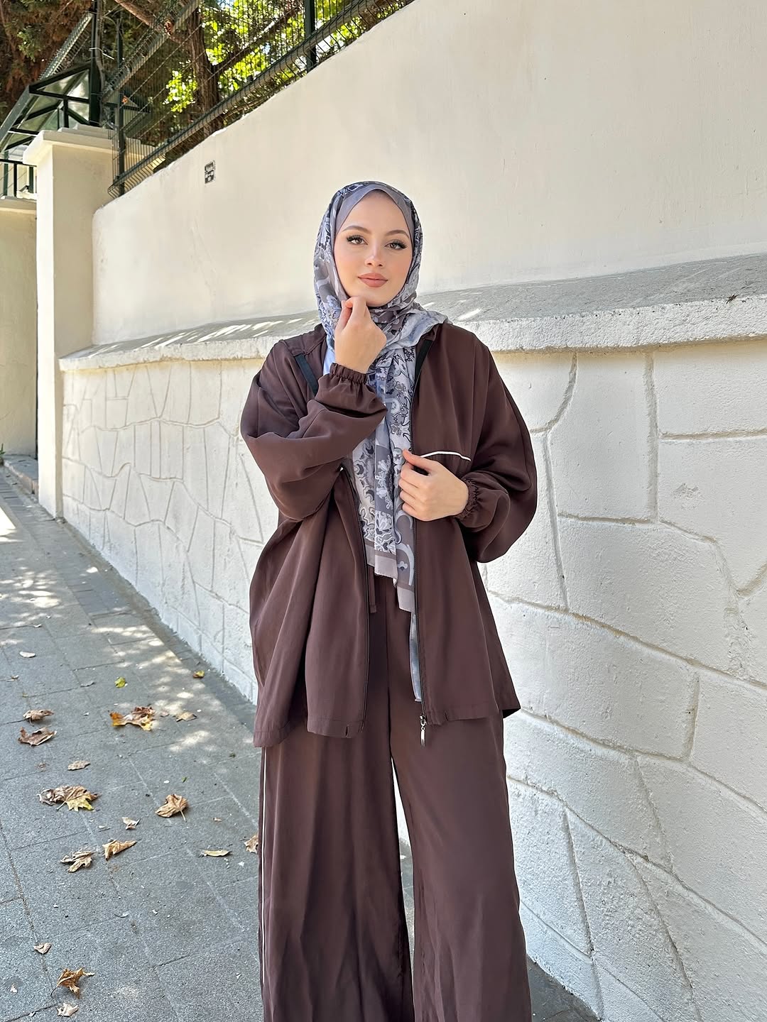 Modal hooded jacket with wide leg pants co-ord set