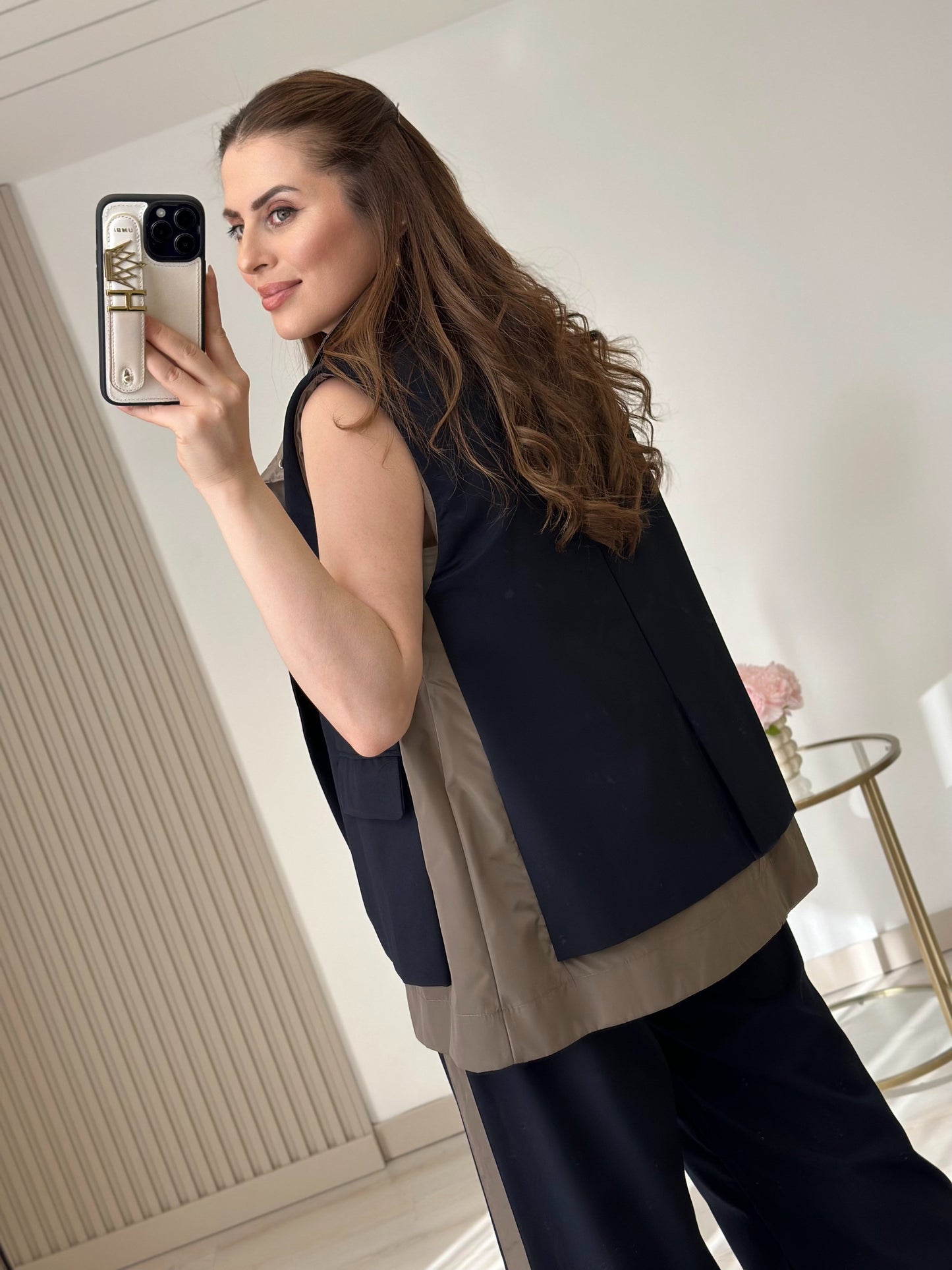 Vest with Parachute Details, Waistband wide-leg trousers co-ord set