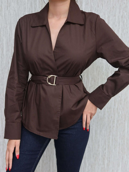 Premium poplin Oversized belted shirt