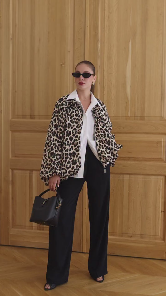 Tiger print satin bomber jacket