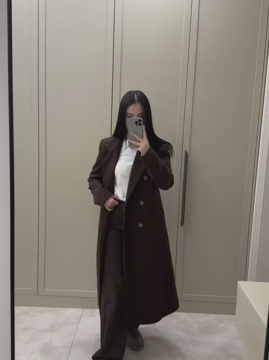 Massimo dutti double breasted coat-  brown