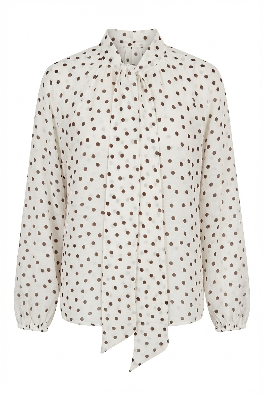 Polka dots patterned shirt with tie
