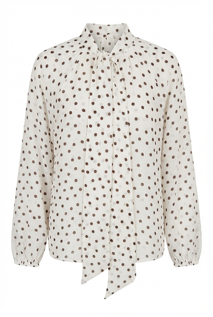 Polka dots patterned shirt with tie