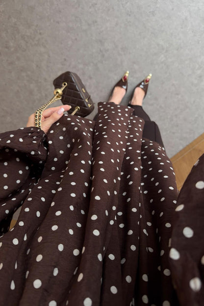 Polka dots patterned shirt with tie