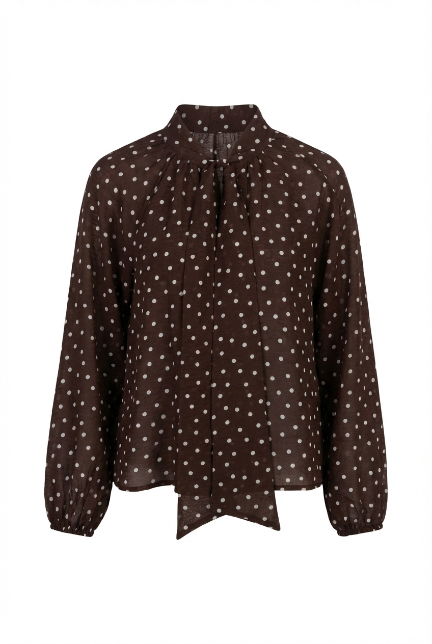 Polka dots patterned shirt with tie