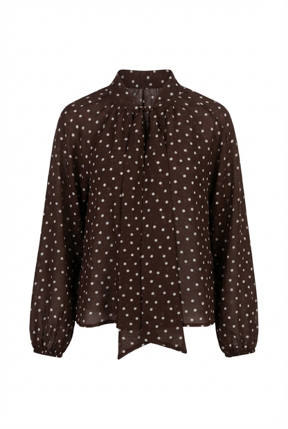 Polka dots patterned shirt with tie