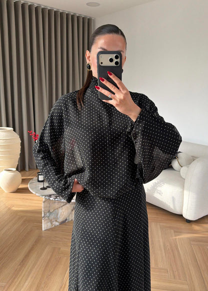 Polka Dot Chiffon Set BLACK