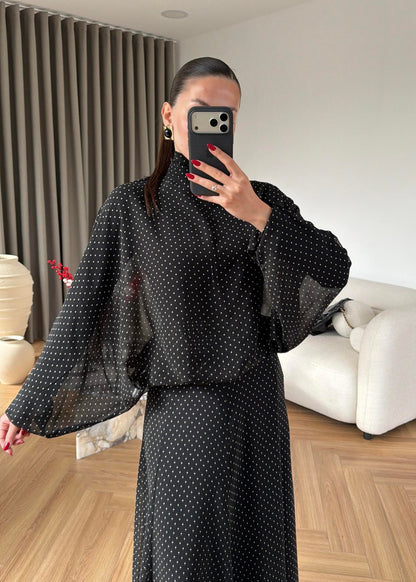Polka Dots Chiffon Set black