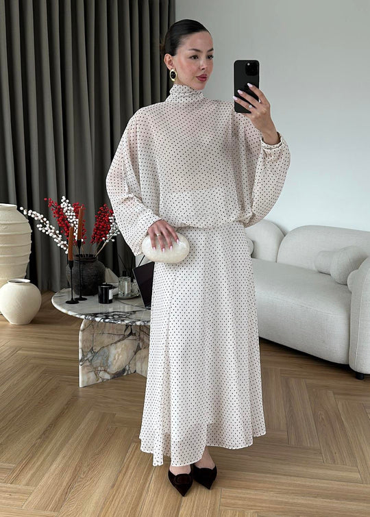 Polka Dots Chiffon Set white