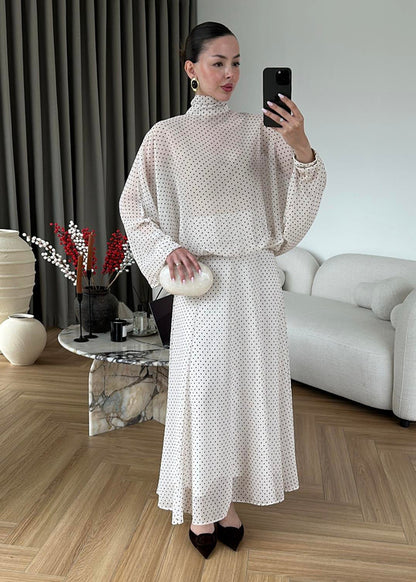 Polka Dots Chiffon Set white