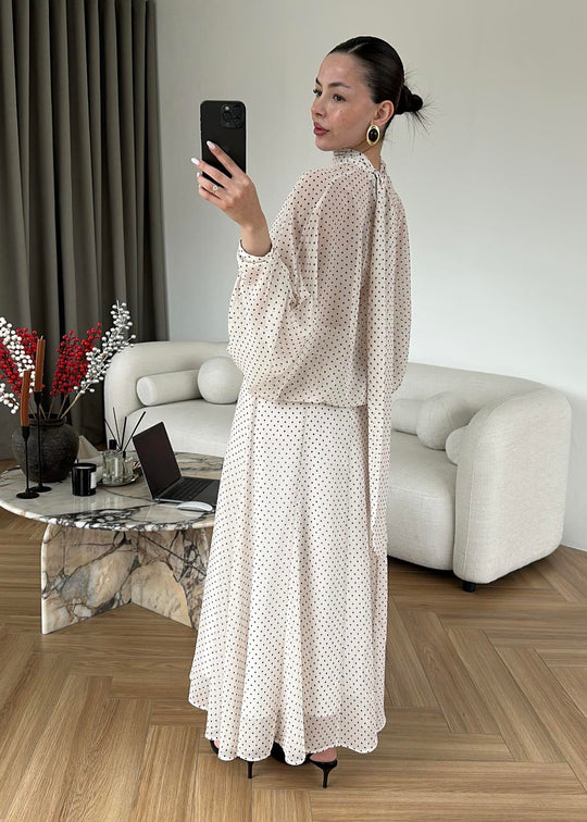 Polka Dots Chiffon Set white