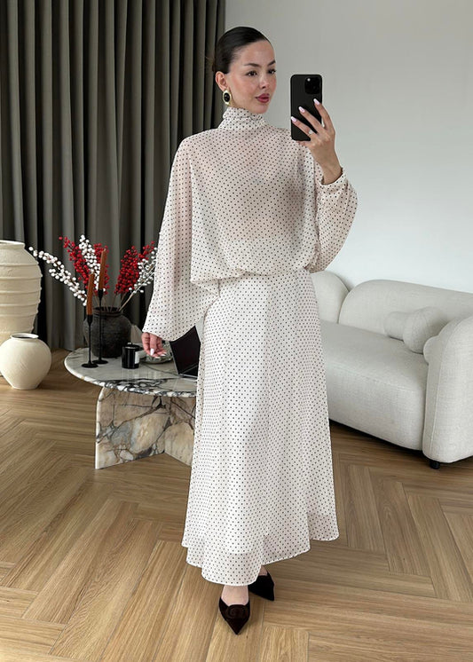 Polka Dots Chiffon Set white