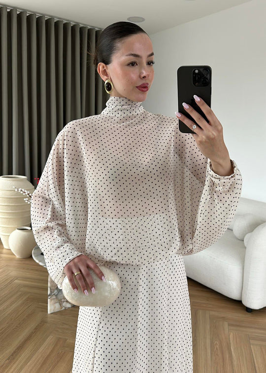 Polka Dots Chiffon Set white