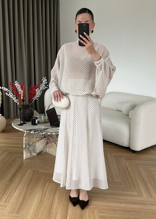 Polka Dots Chiffon Set white