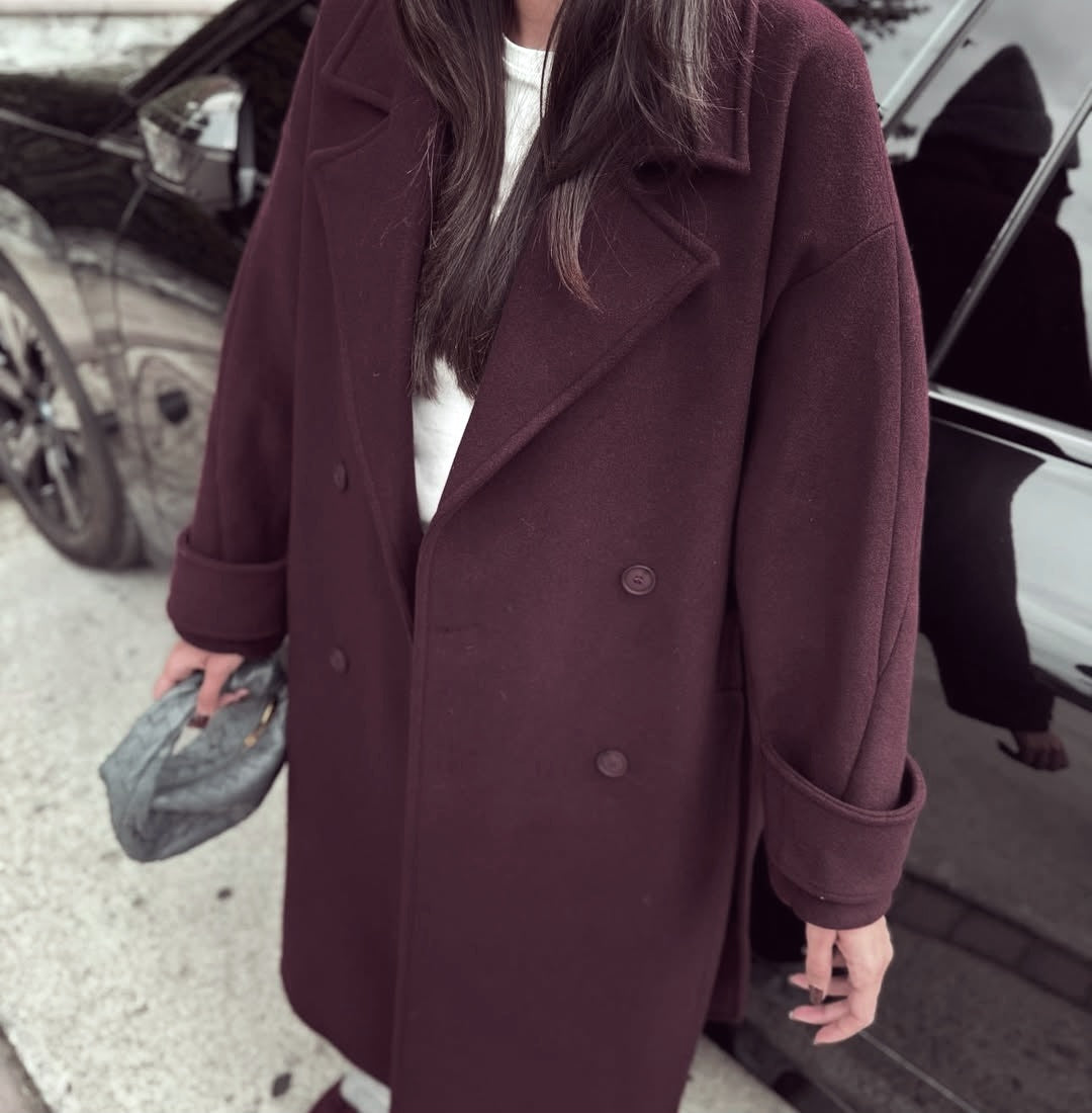 Double breasted belted coat