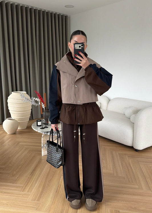 Color Block Design Set beige brown