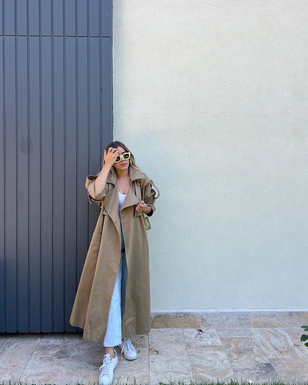 Gabardine oversized coat