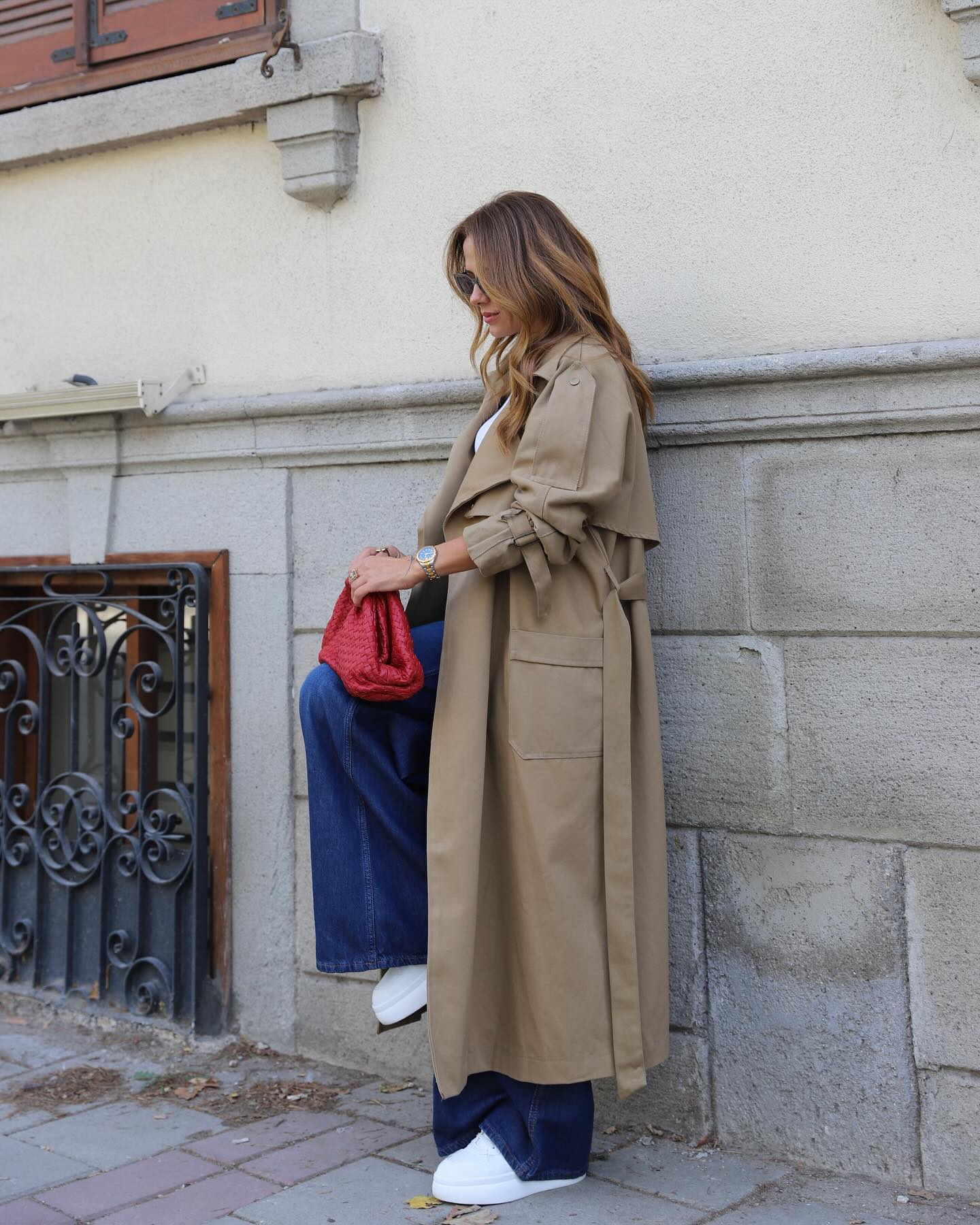 Gabardine oversized coat