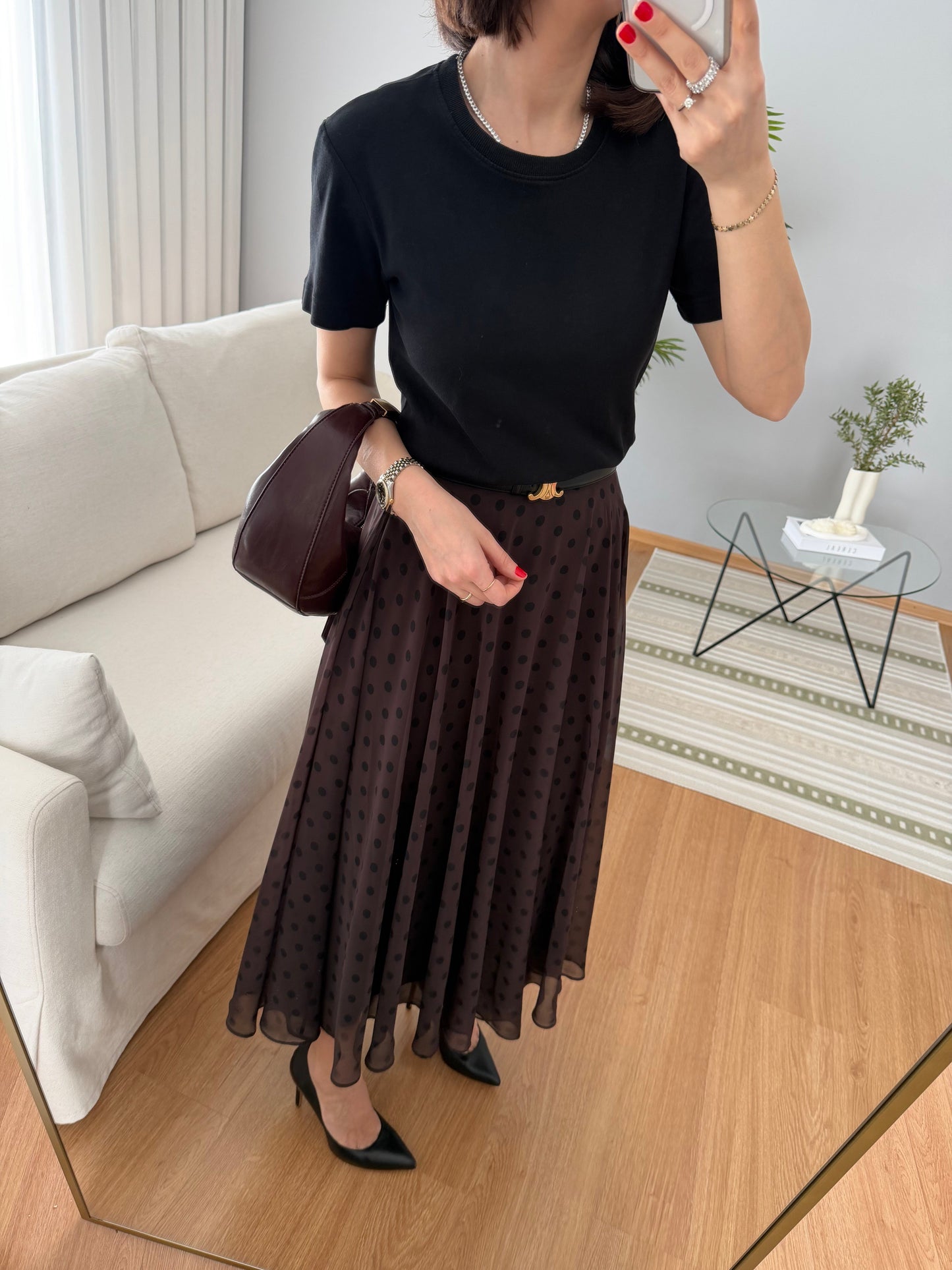 Retikla Polka Dot Patterned Black Skirt