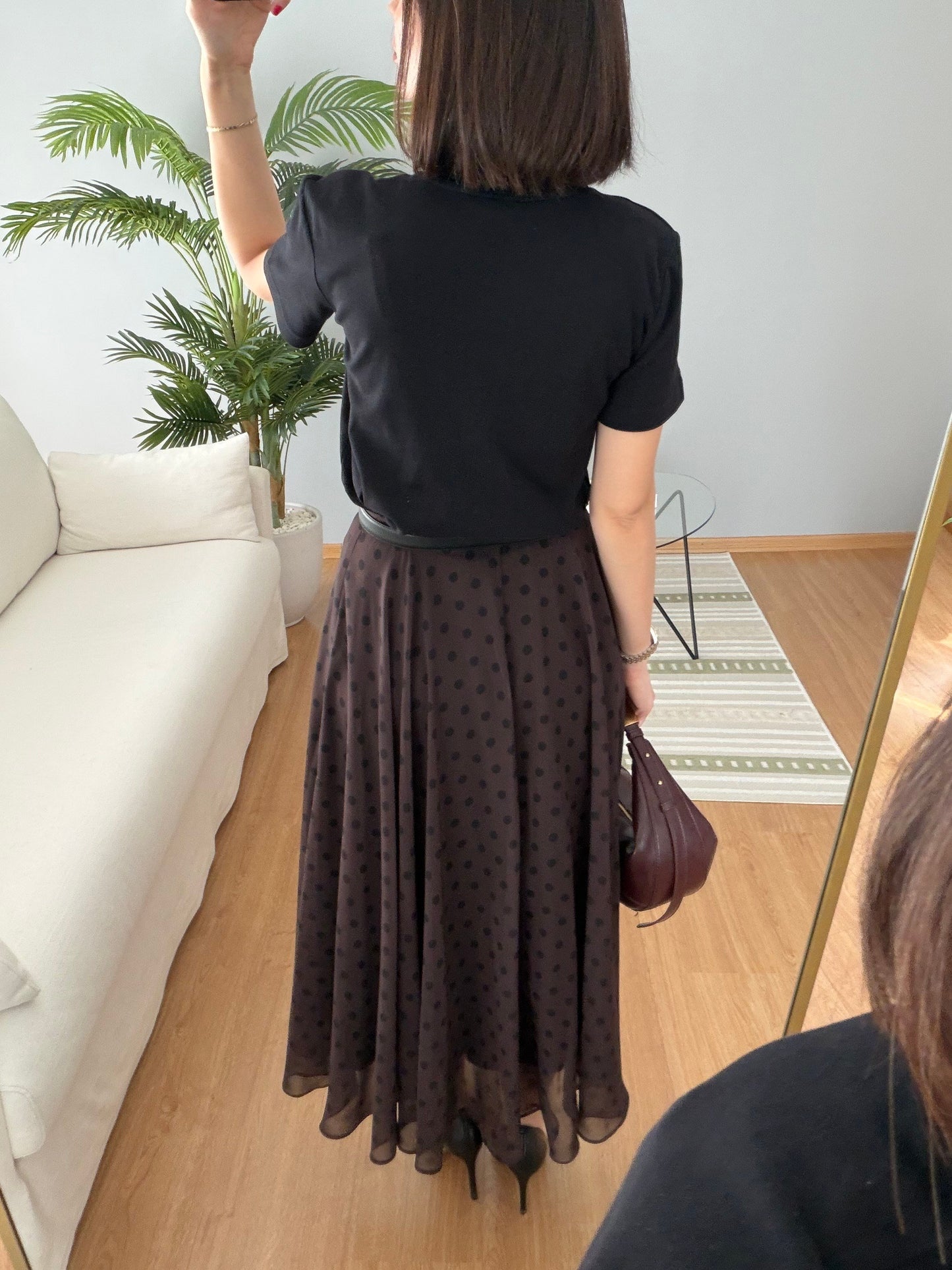 Retikla Polka Dot Patterned Black Skirt