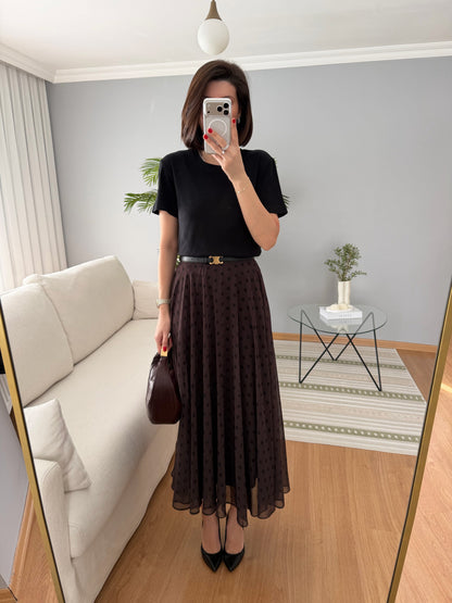 Retikla Polka Dot Patterned Black Skirt