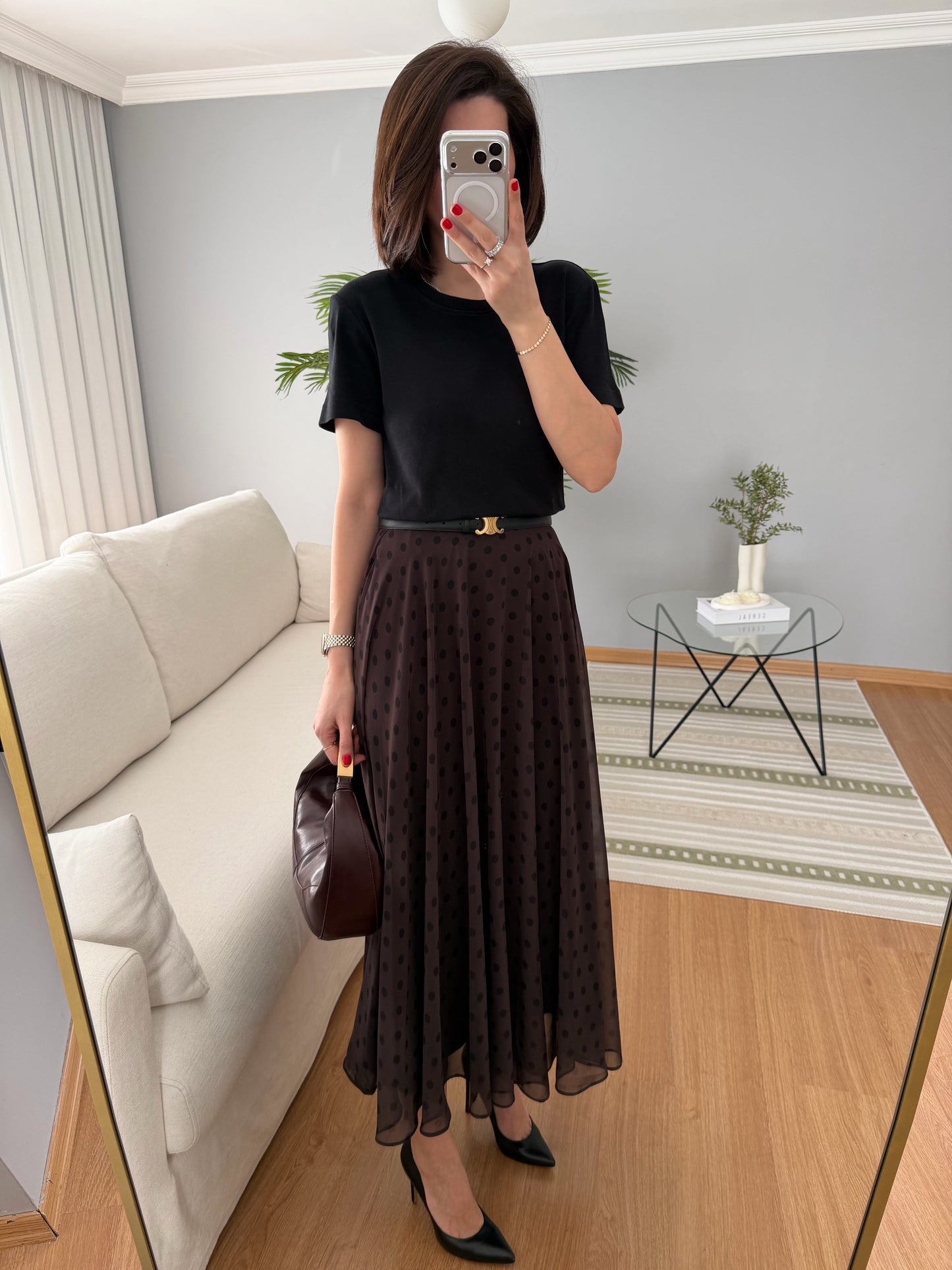 Retikla Polka Dot Patterned Black Skirt