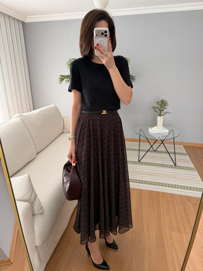 Retikla Polka Dot Patterned Black Skirt