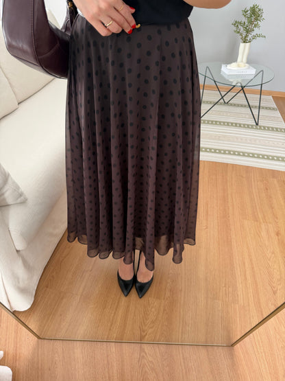 Retikla Polka Dot Patterned Black Skirt