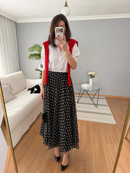 Retikla Polka Dot Patterned Black Skirt