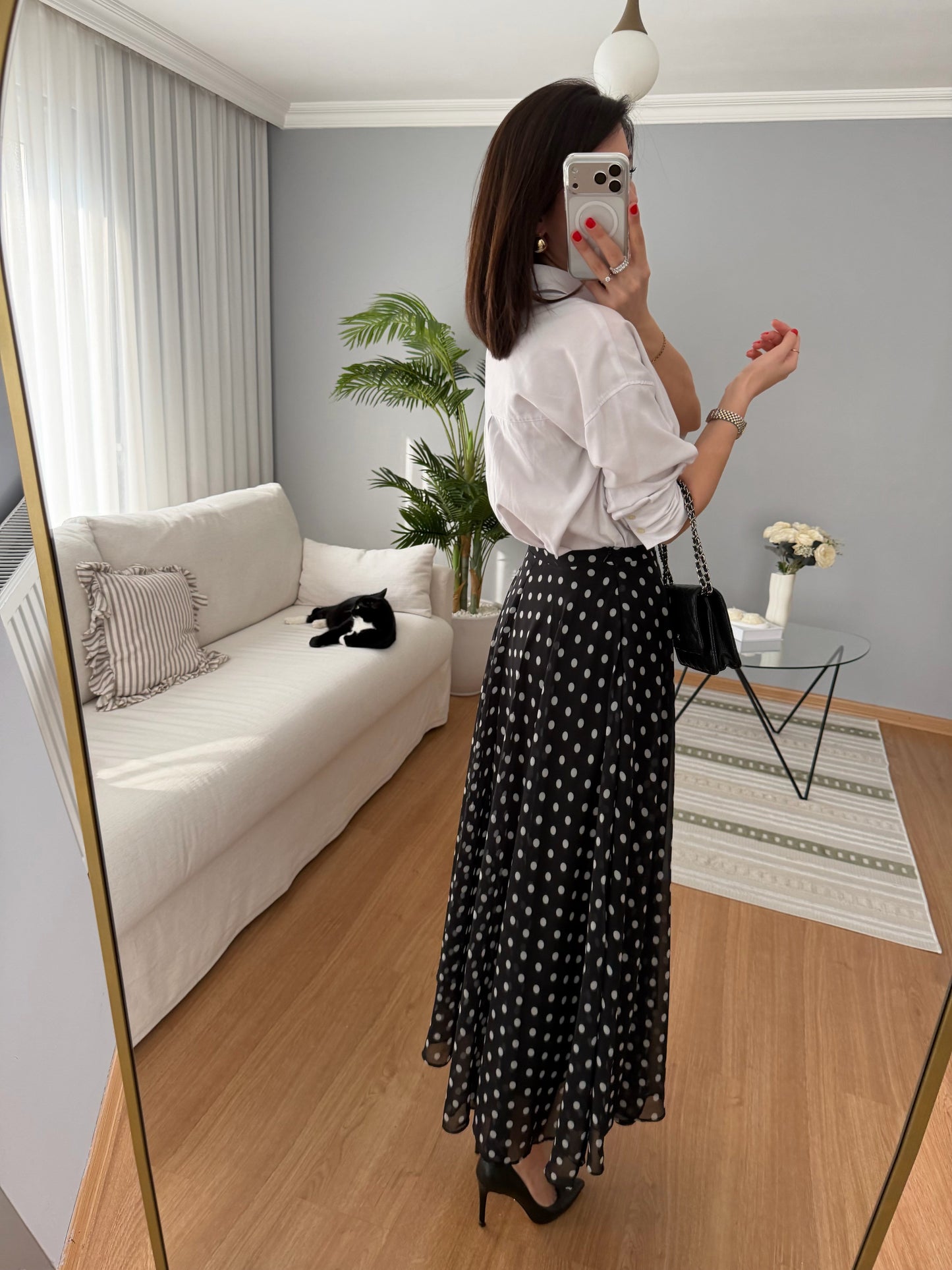 Retikla Polka Dot Patterned Black Skirt