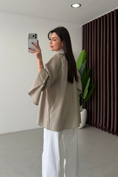 Wide sleeve Tie-Up Tencel Blouse