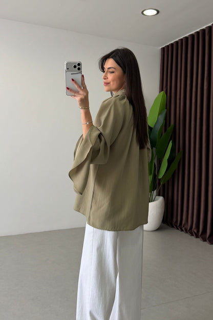 Wide sleeve Tie-Up Tencel Blouse