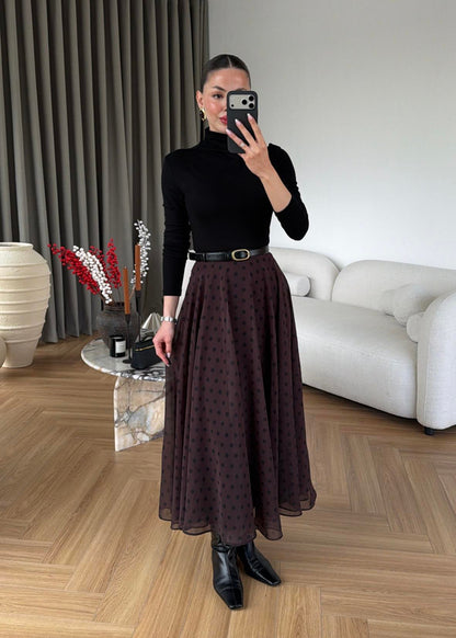 Retikla Polka Dot Patterned Black Skirt